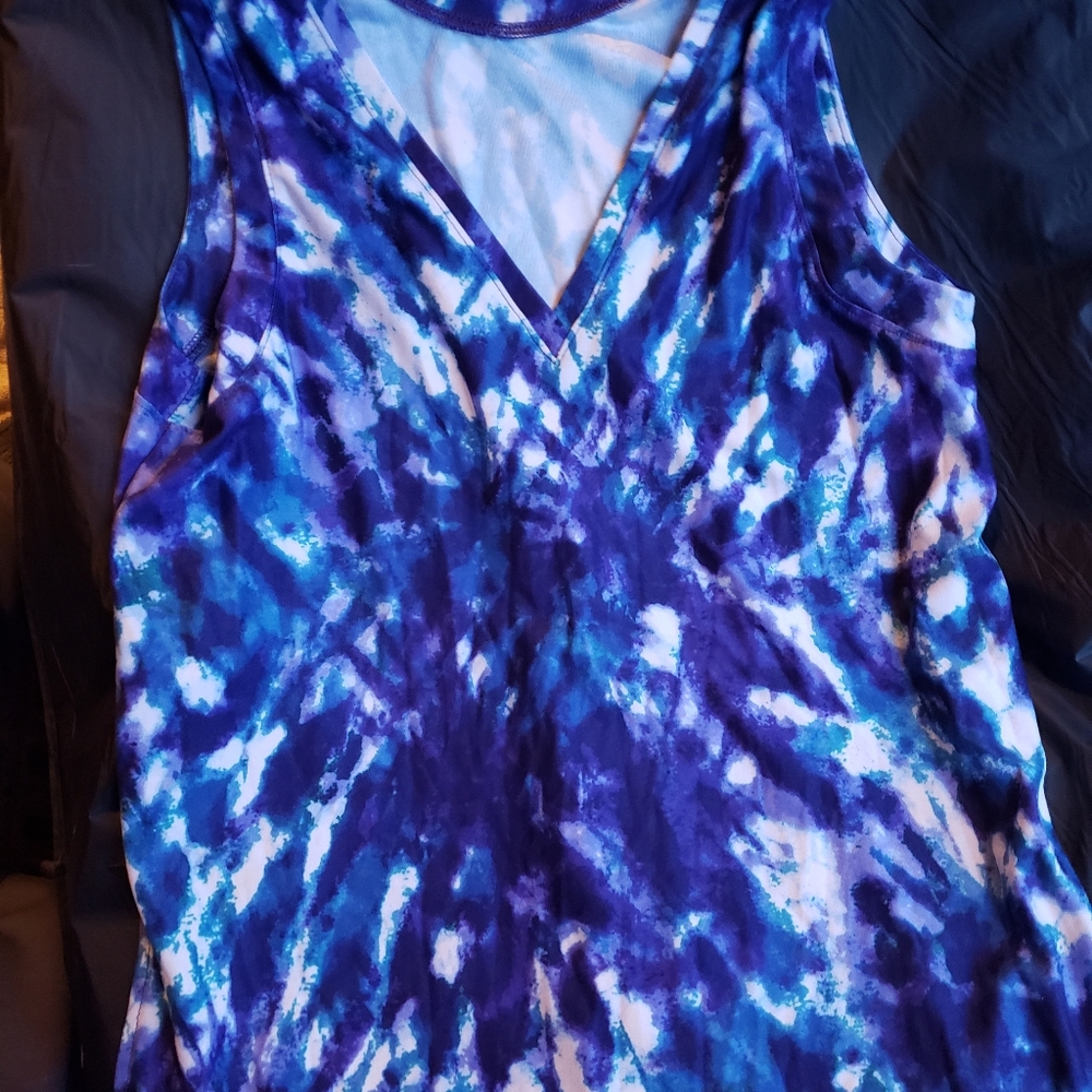 Old Navy Athletic Tie Dye Tank, Small, Blue / Purple / White
